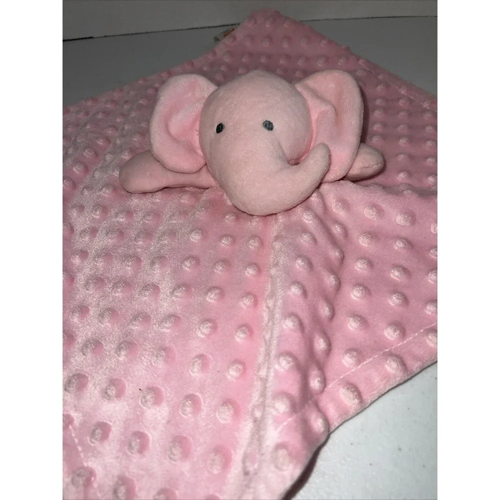 Nuby Elephant Pink Baby Security Blanket Lovey Plush Stuffed Sensory Fabric